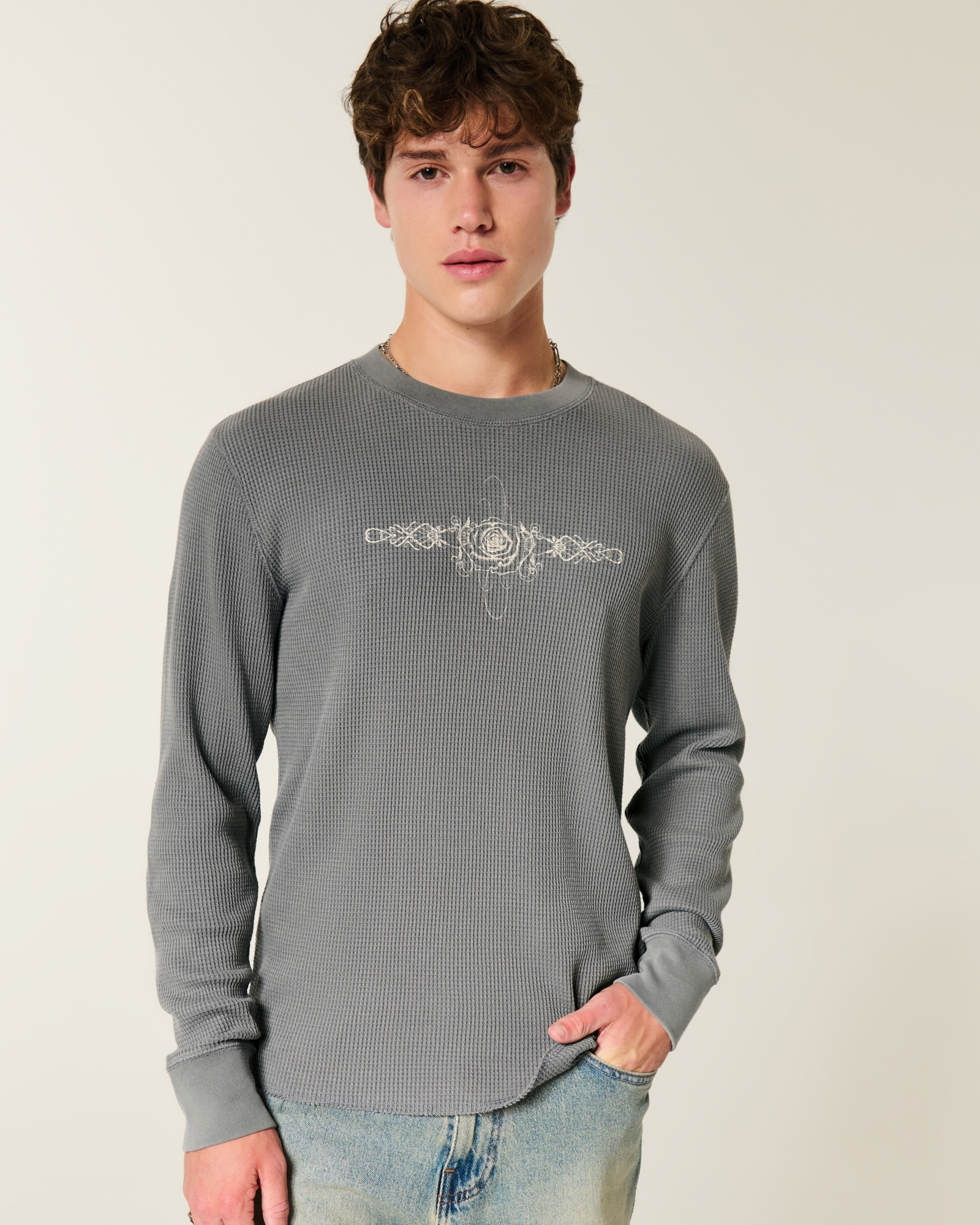 Rose & Angel Wings Graphic Thermal Shirt