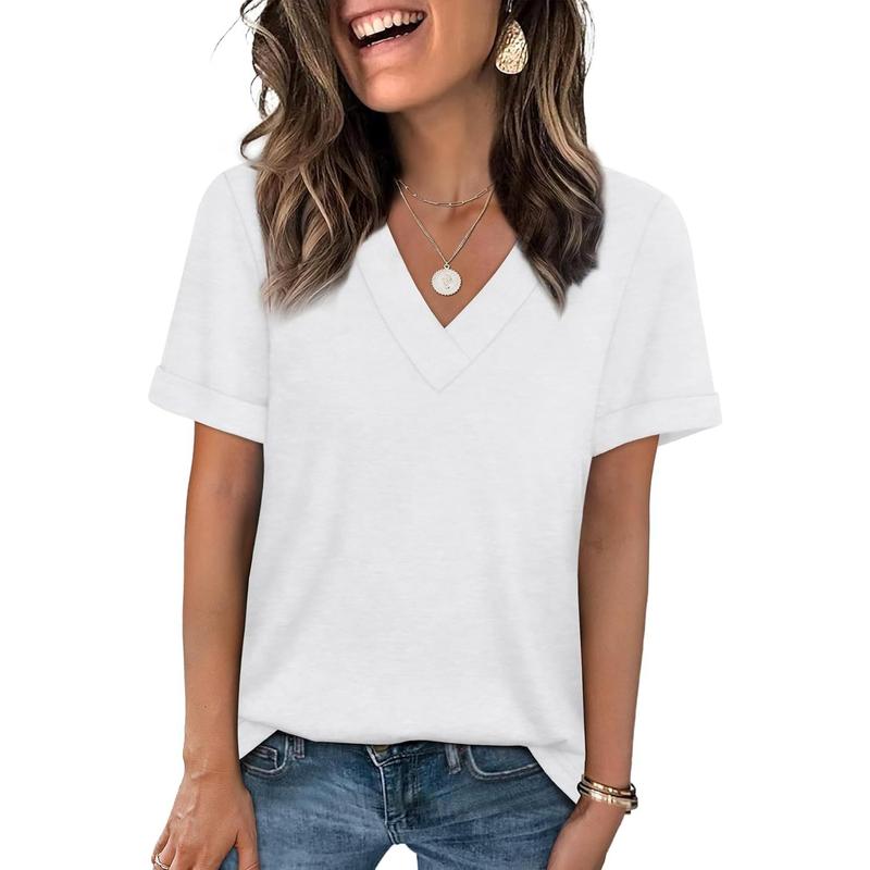Women's Casual V-Neck Short Sleeve T-Shirt