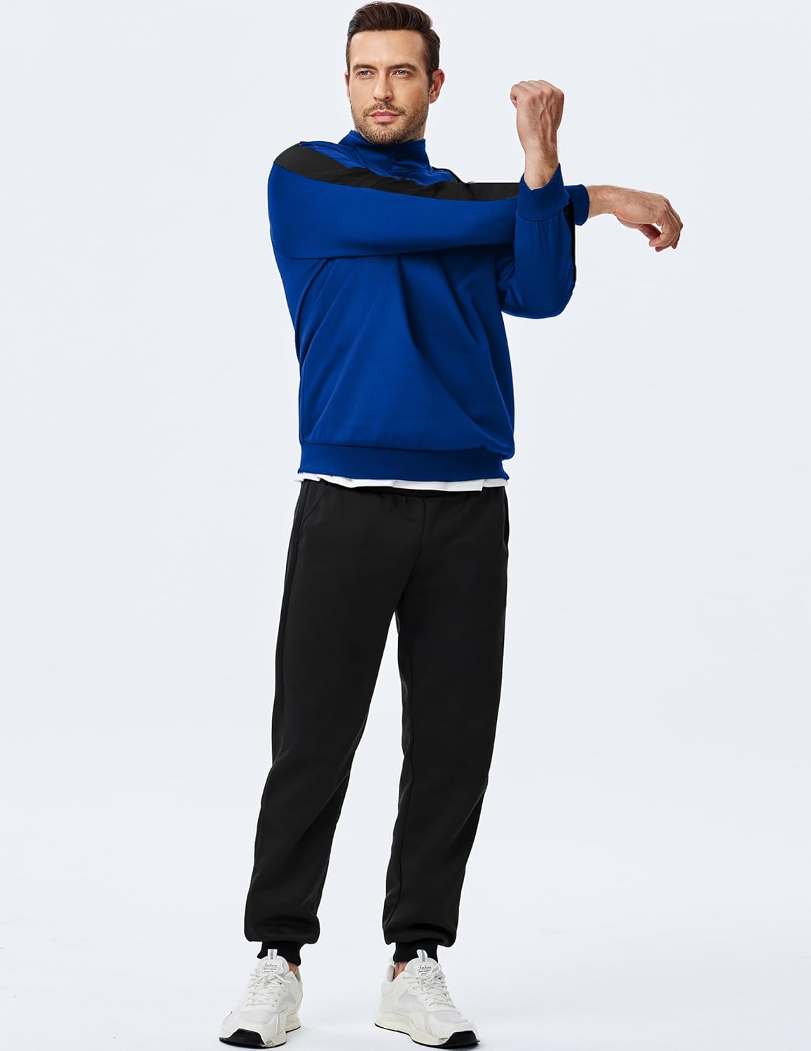 Men's 2 Piece Casual Outfits Quarter Button Lightweight Sweatshirt Tracksuit & Joggers Sweatpants Sweatsuit Set