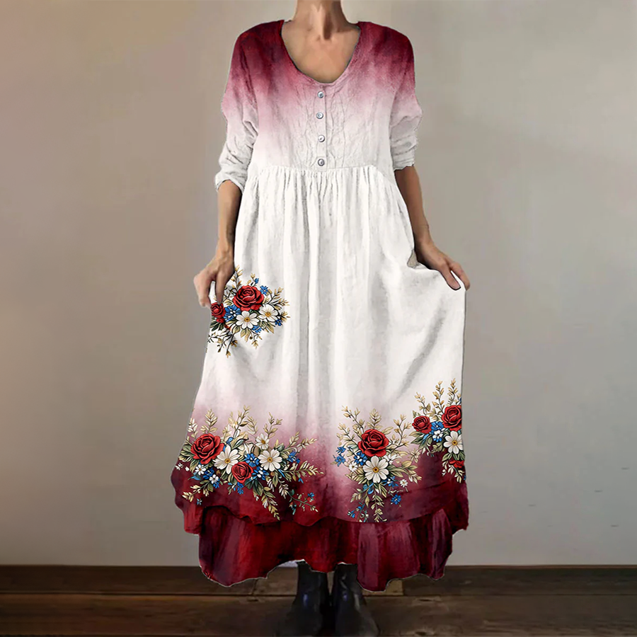 Women's Patriotic Floral Print Dress