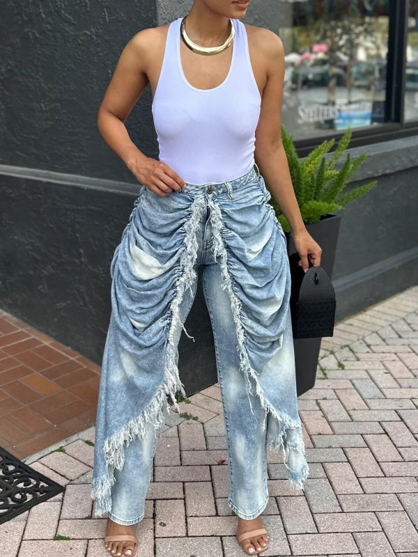 Ruched Draped Jeans