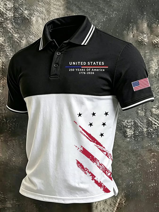 Men's American Flag 250Th Anniversary Print Polo Shirt