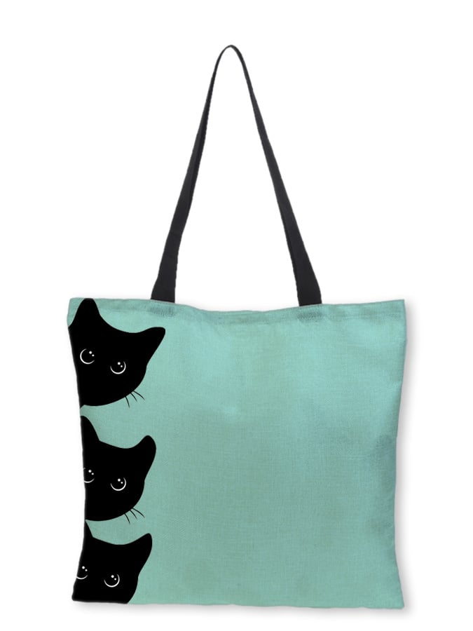 Halloween cute peeking three little black cats candy bag