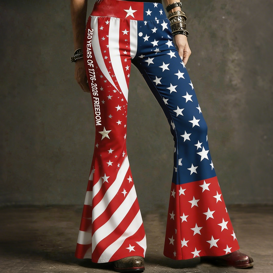Women's American Flag Color Block 250th Anniversary Flare Pants