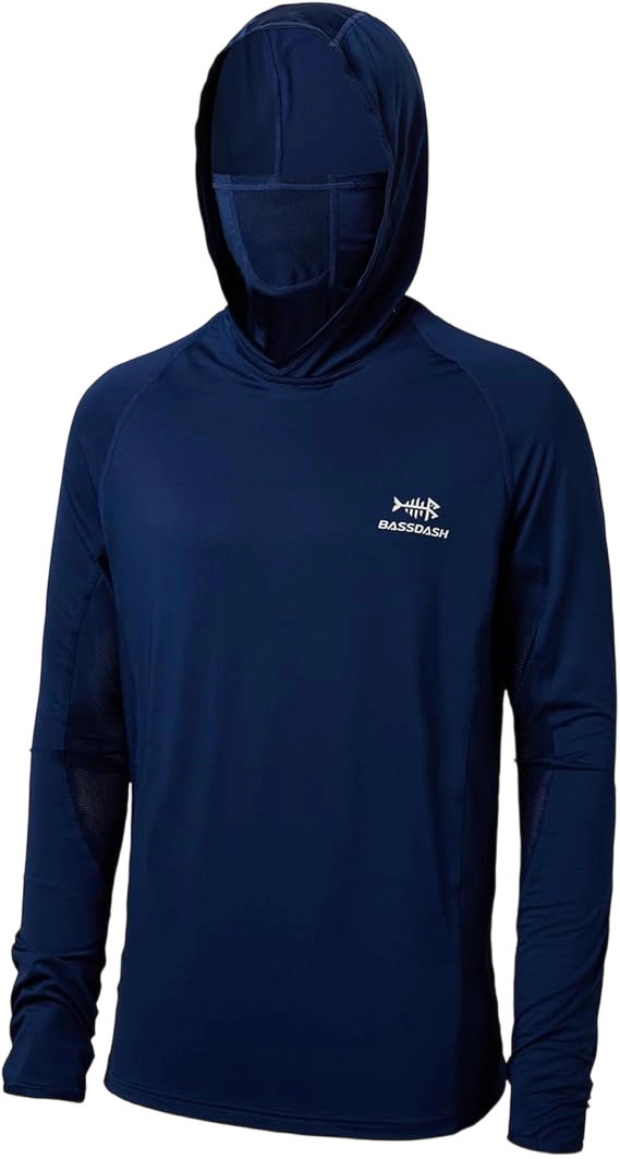 ☀️☀️UPF 50+ Men’s Long Sleeve Fishing Shirt with Mask UV Neck Gaiter Hoodie