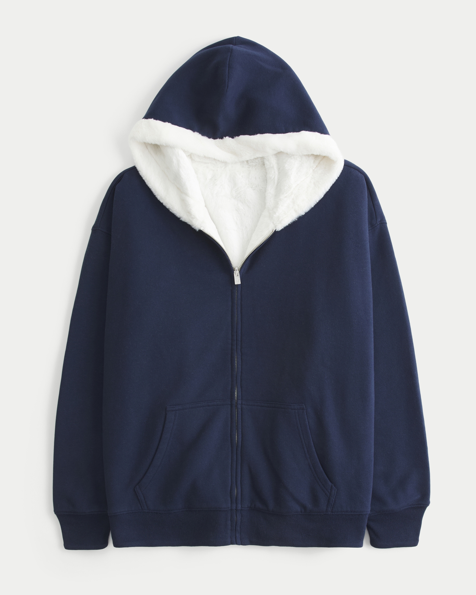 Reversible Faux Fur-Lined Fleece Zip-Up Hoodie