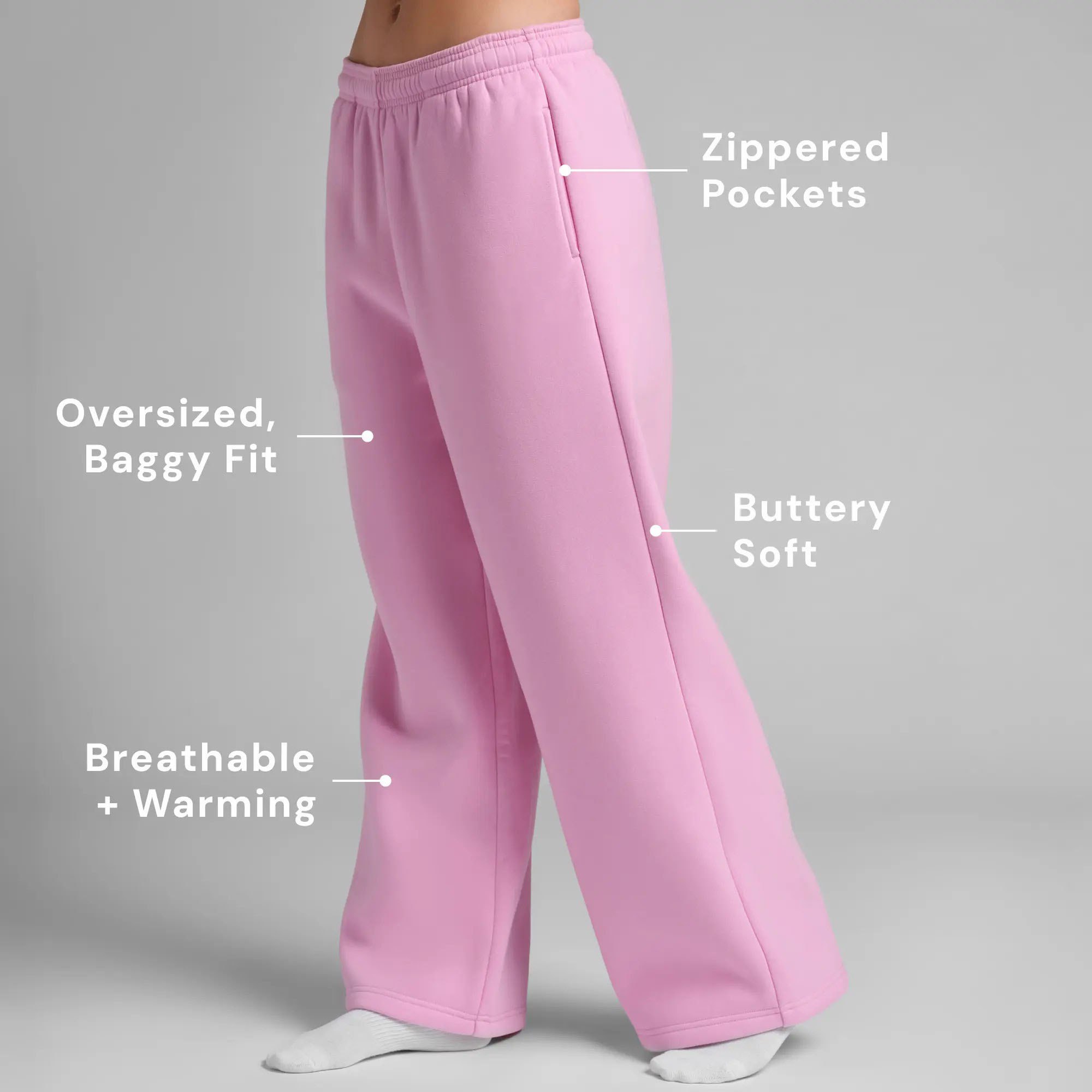 Unisex Relaxed Wide Leg Sweatpants – Ultra-Soft Heavyweight Fleece with Pockets