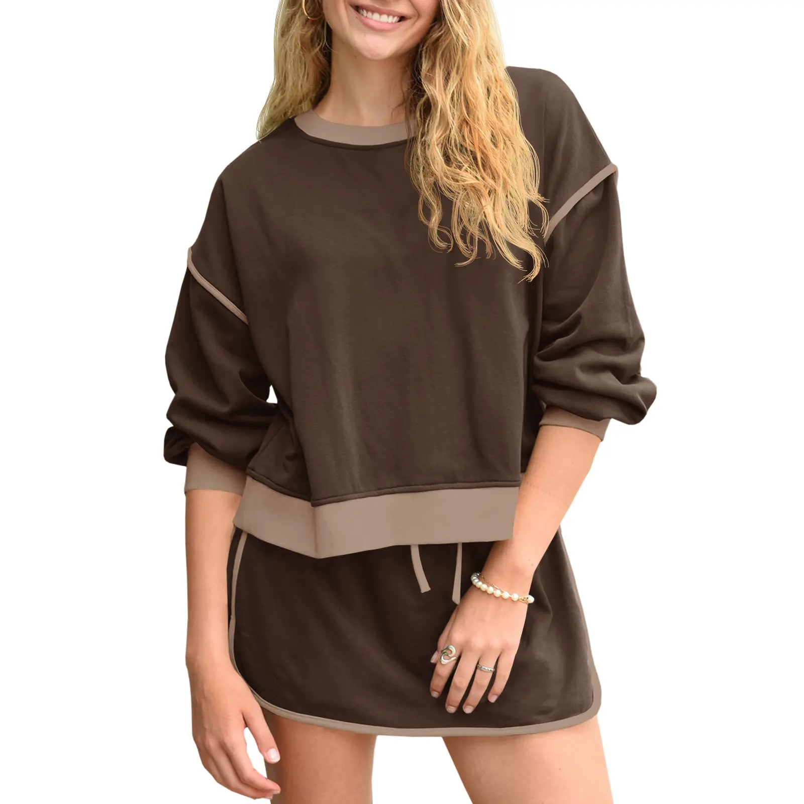 Women's Sweatshirt & Skort Sweatsuit Set