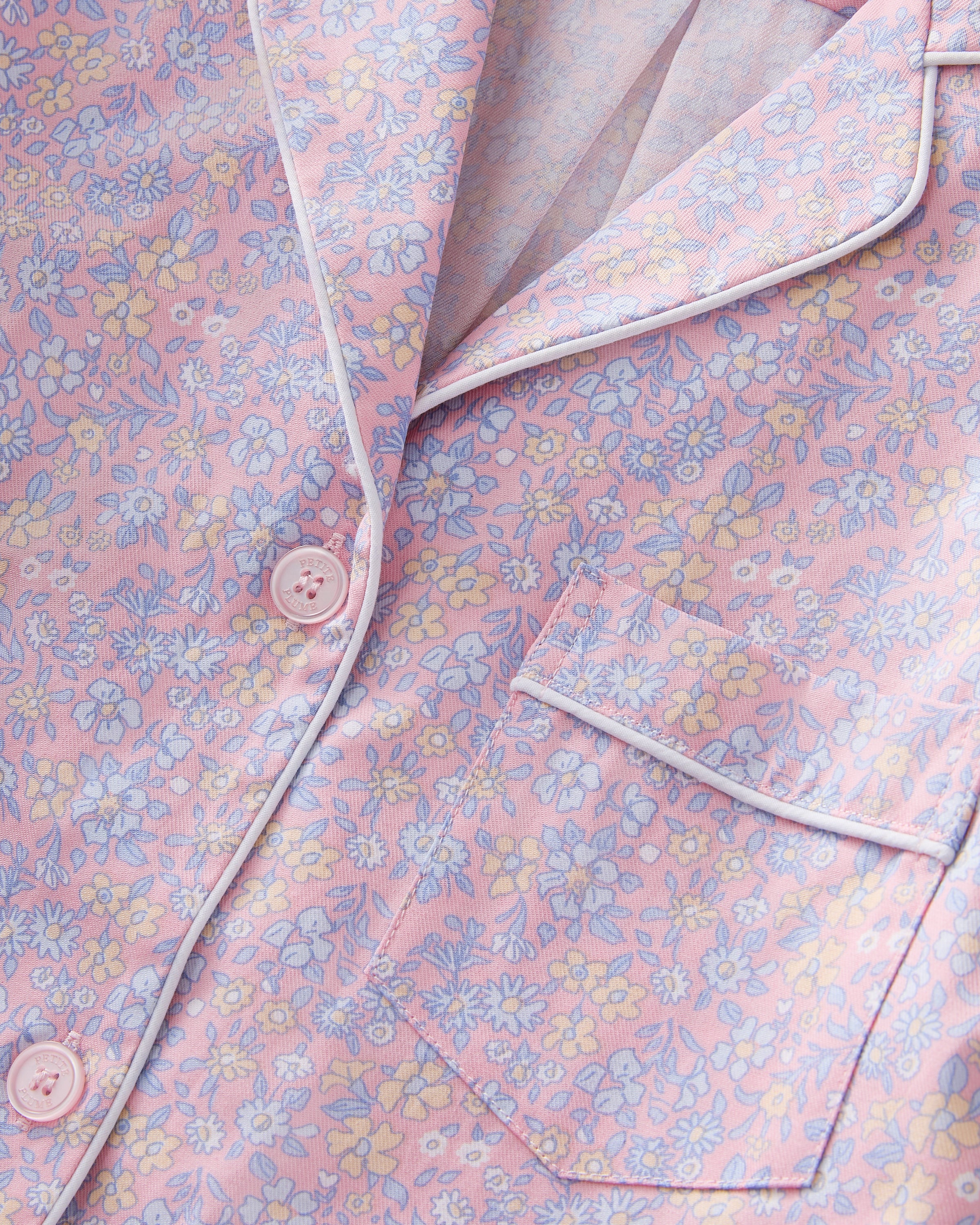 Women's Twill Short Sleeve Short Set in Fleur Blush