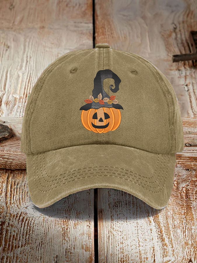 Unisex Halloween Pumpkin Witch Print Hat