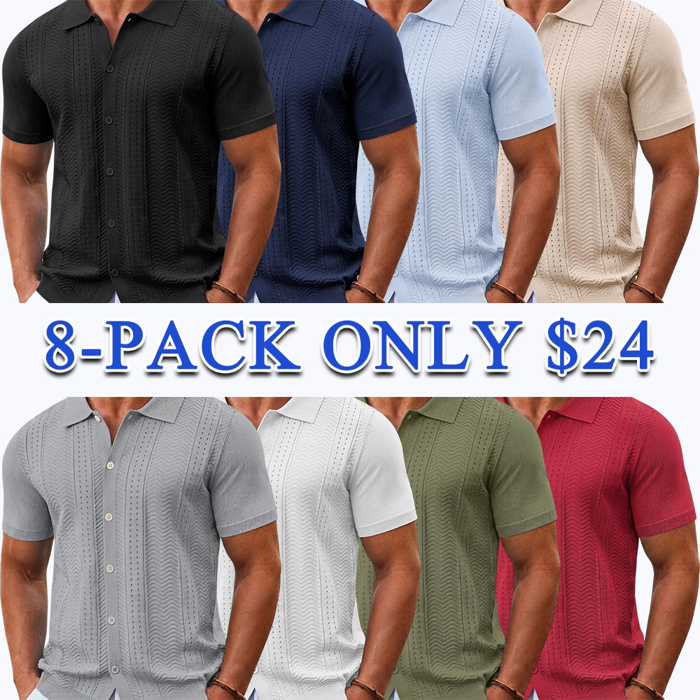 Men's Short Sleeve Knit Button Down Shirt