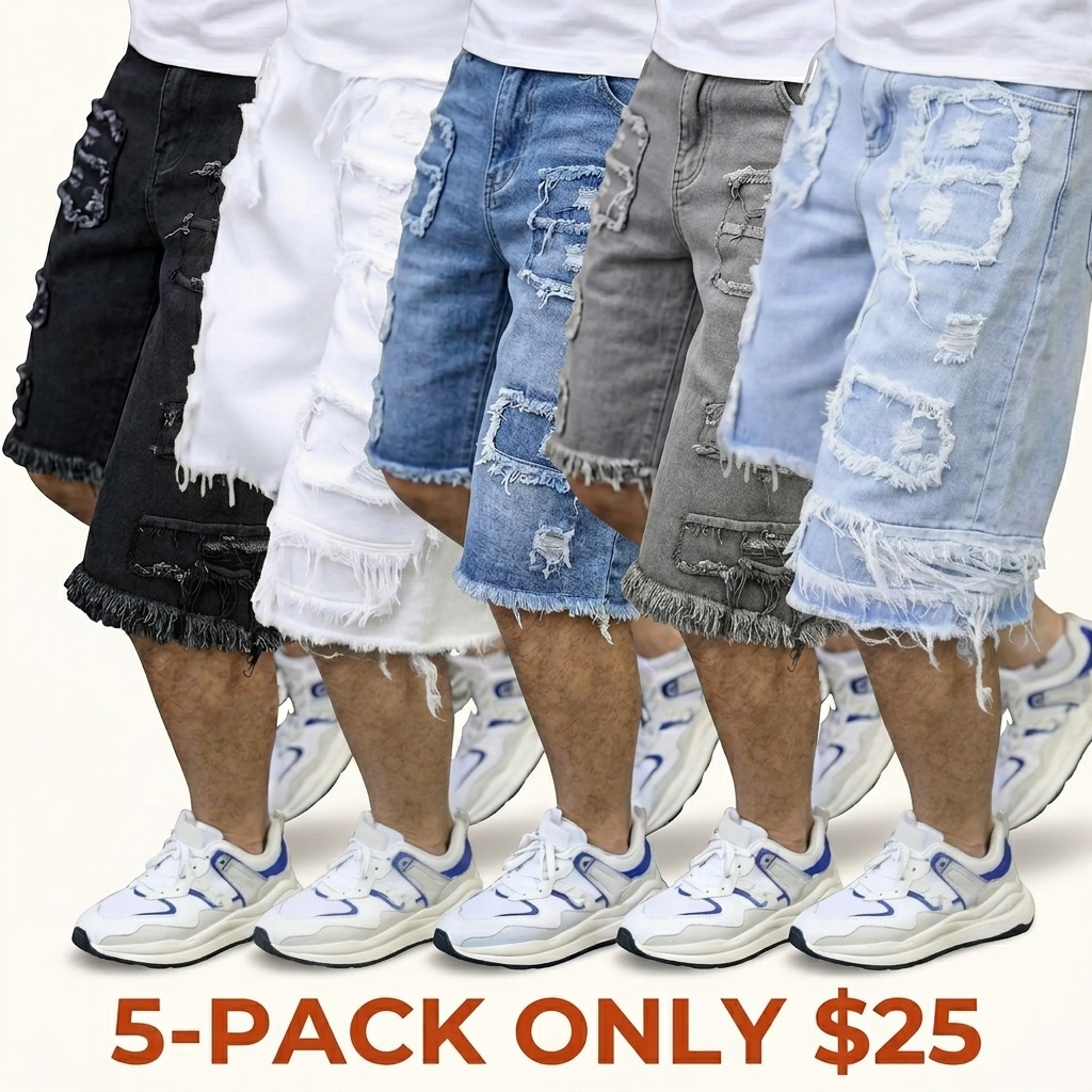 Raw Hem Denim Shorts with Rips – Edgy Urban Casual Warm-Weather Essential