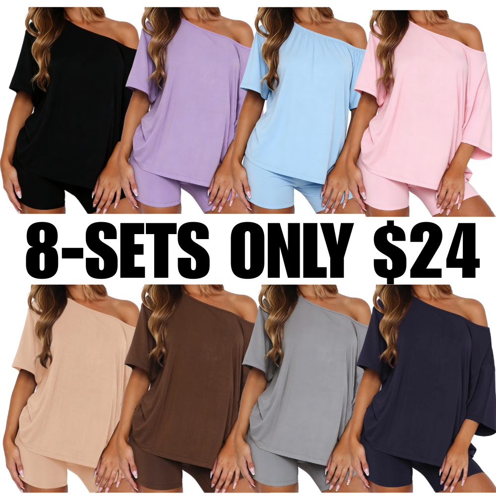 Women’s Casual Two Piece Lounge Set Off Shoulder Top