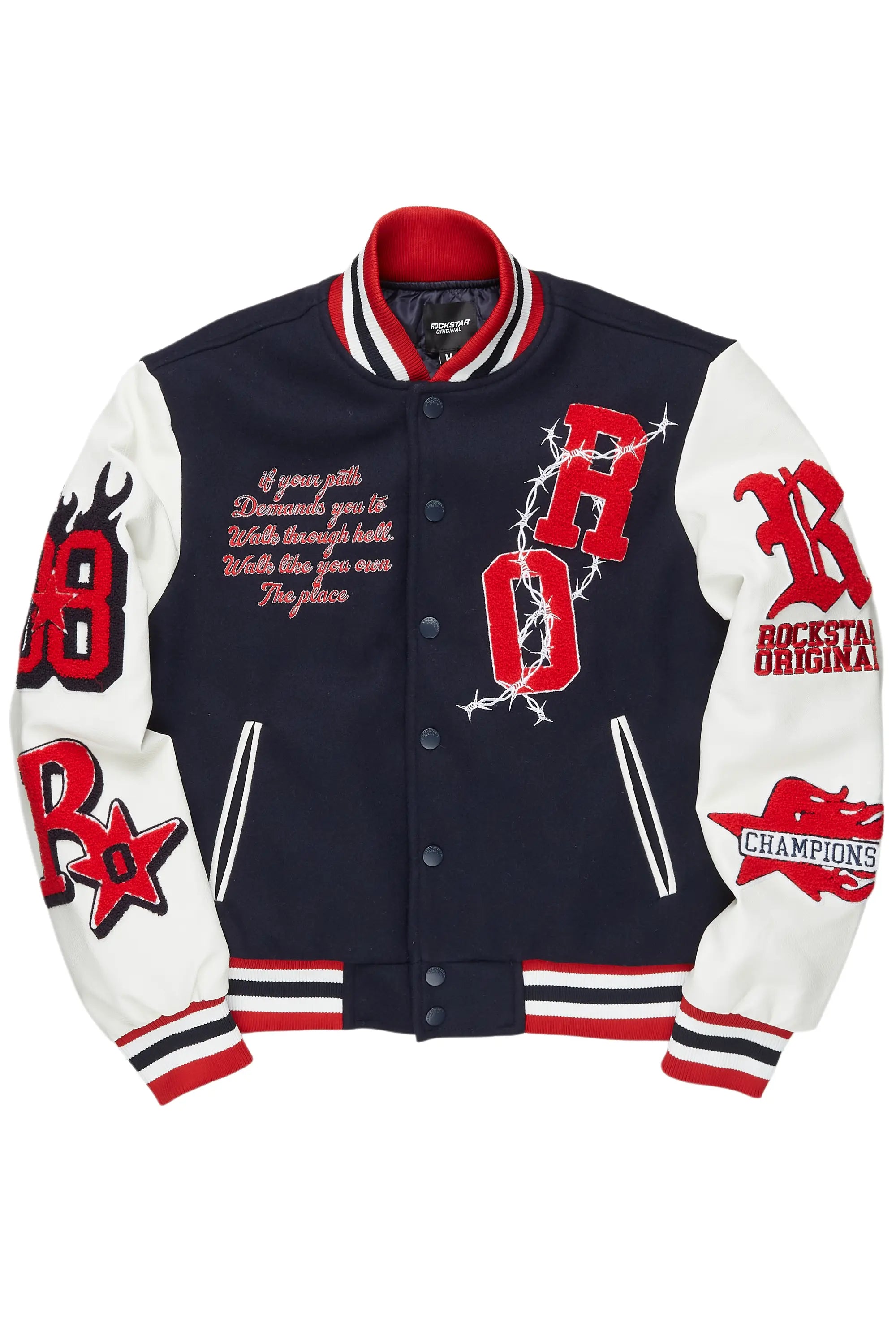 Sherniqua Navy Oversized Varsity Jacket