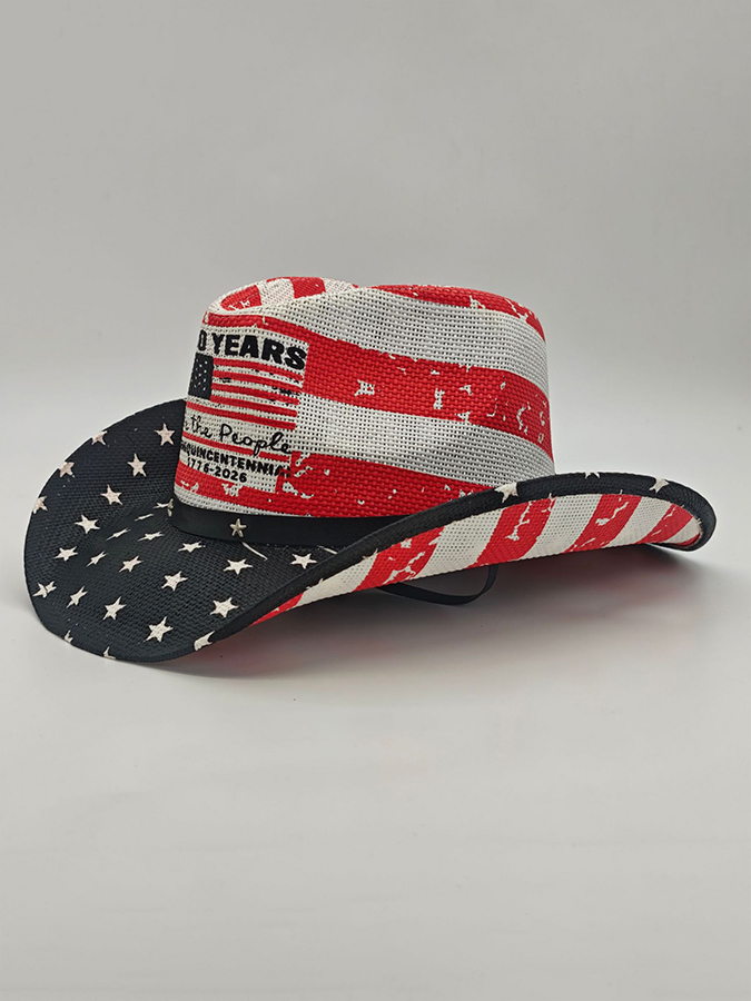 Unisex Anniversary Commemoration Our People's Half Century Commemoration Star Stripe Printed Wide brimmed Cowboy Hat