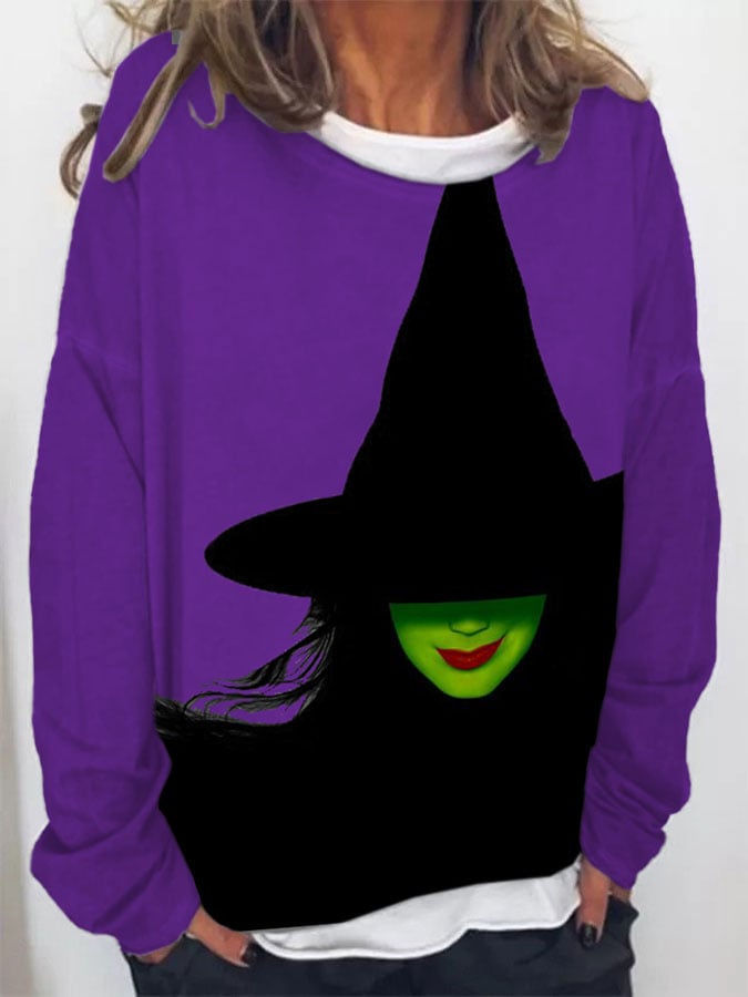 Women's Witch Print Pullover Sweatshirt