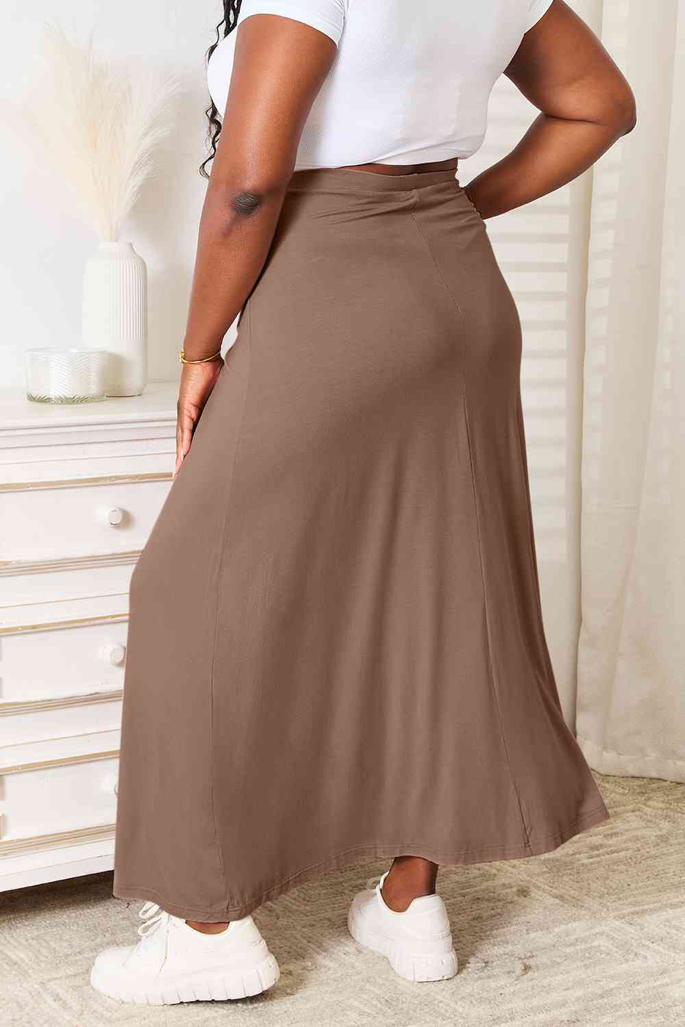 Tea Time Soft Rayon Drawstring Waist Maxi Skirt