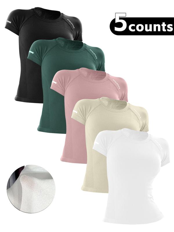 Women's Letter Print Raglan Sleeve Sports Tee