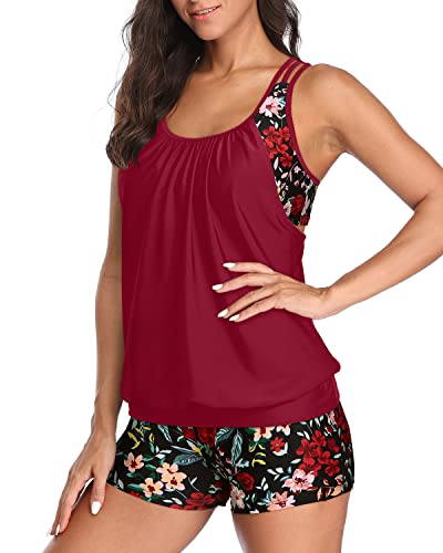 🏖️ Women's Floral Tankini Set with High-Waisted Swim Shorts