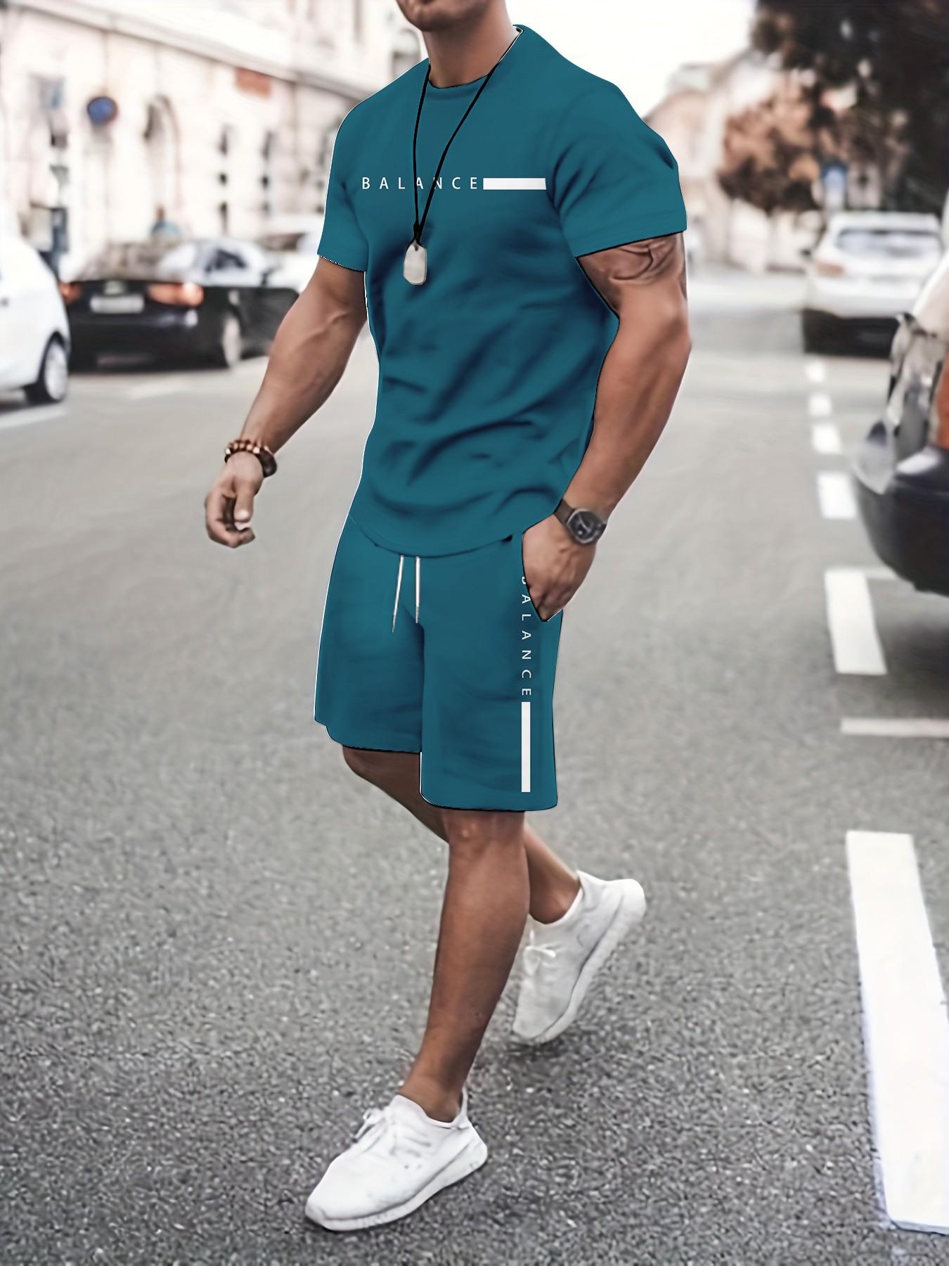 Men's Gradient Short-Sleeve Gym Set