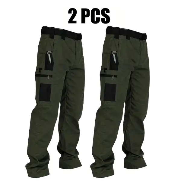 Men's Solid Color Tactical Work Pants,230g/m² new fabric，with Multiple Pockets and Zipper Closures
