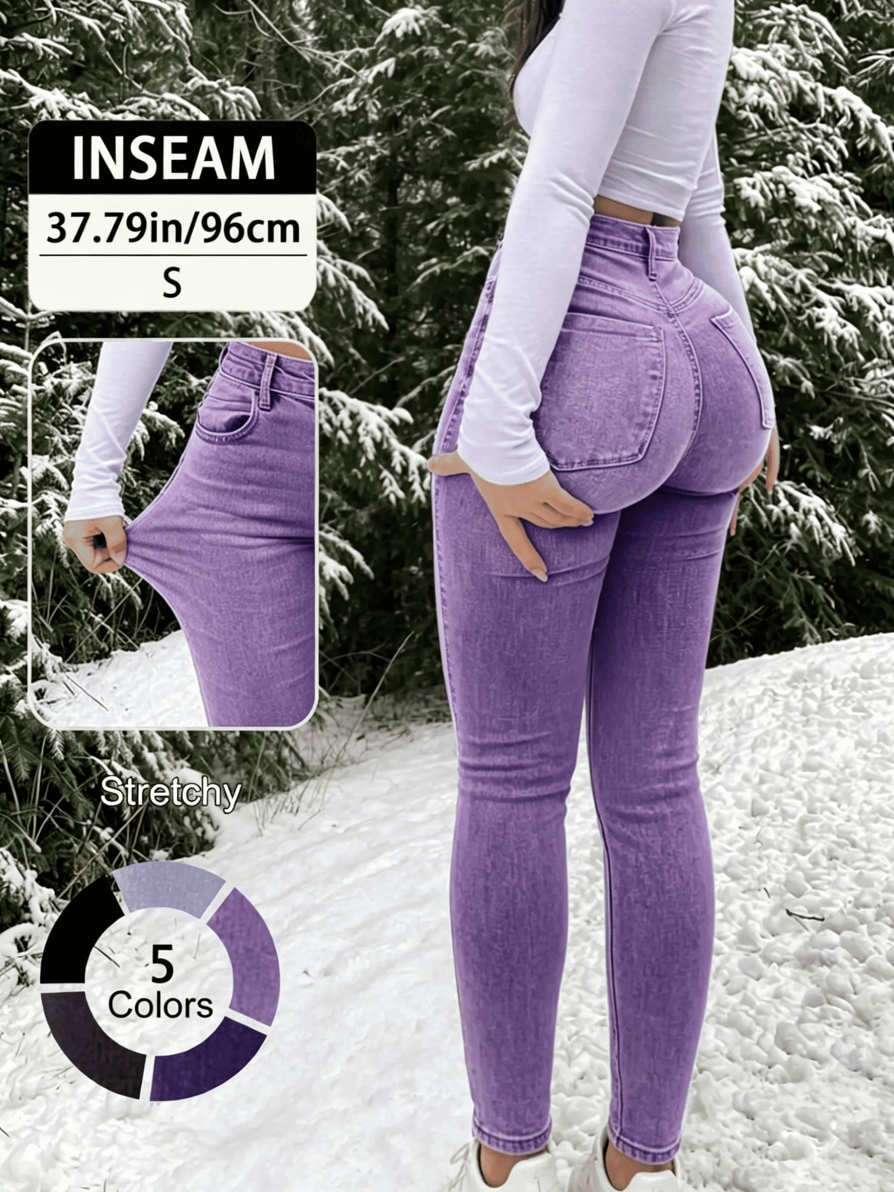 Elegant High Waist Long Skinny Denim Jeans for Women