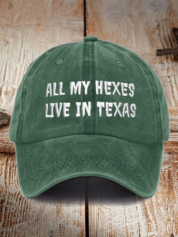 Retro Halloween All My Hexes Live In Texas Print Baseball Cap