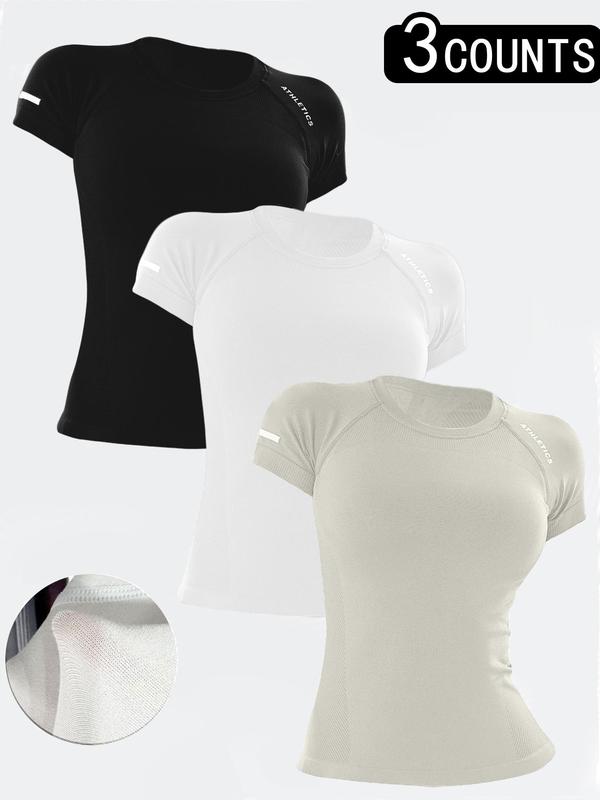 Women's Letter Print Raglan Sleeve Sports Tee