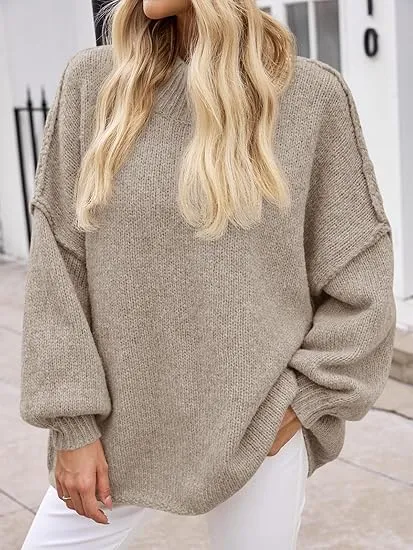 Women's loose-fitting ribbed knit dress