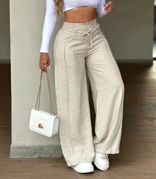 2026 New Women's Wide Leg Casual Pants Trouser, Vertical Line Pleated Design
