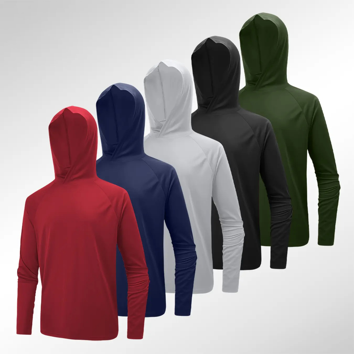 Men's UPF 50+ Quick Dry Athletic Hooded Long Sleeve Shirt