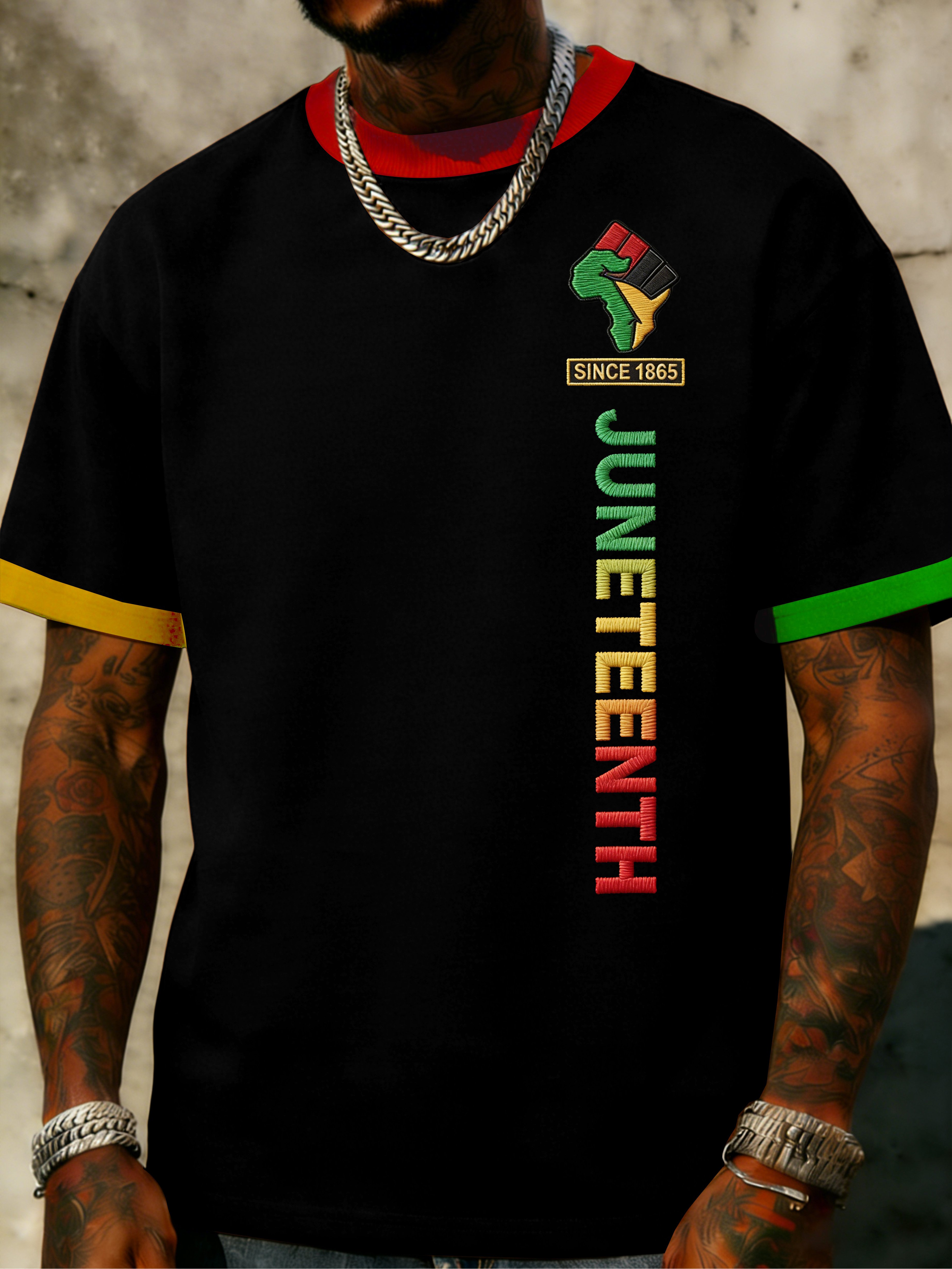 African-American Men's Juneteenth Print Crewneck Top