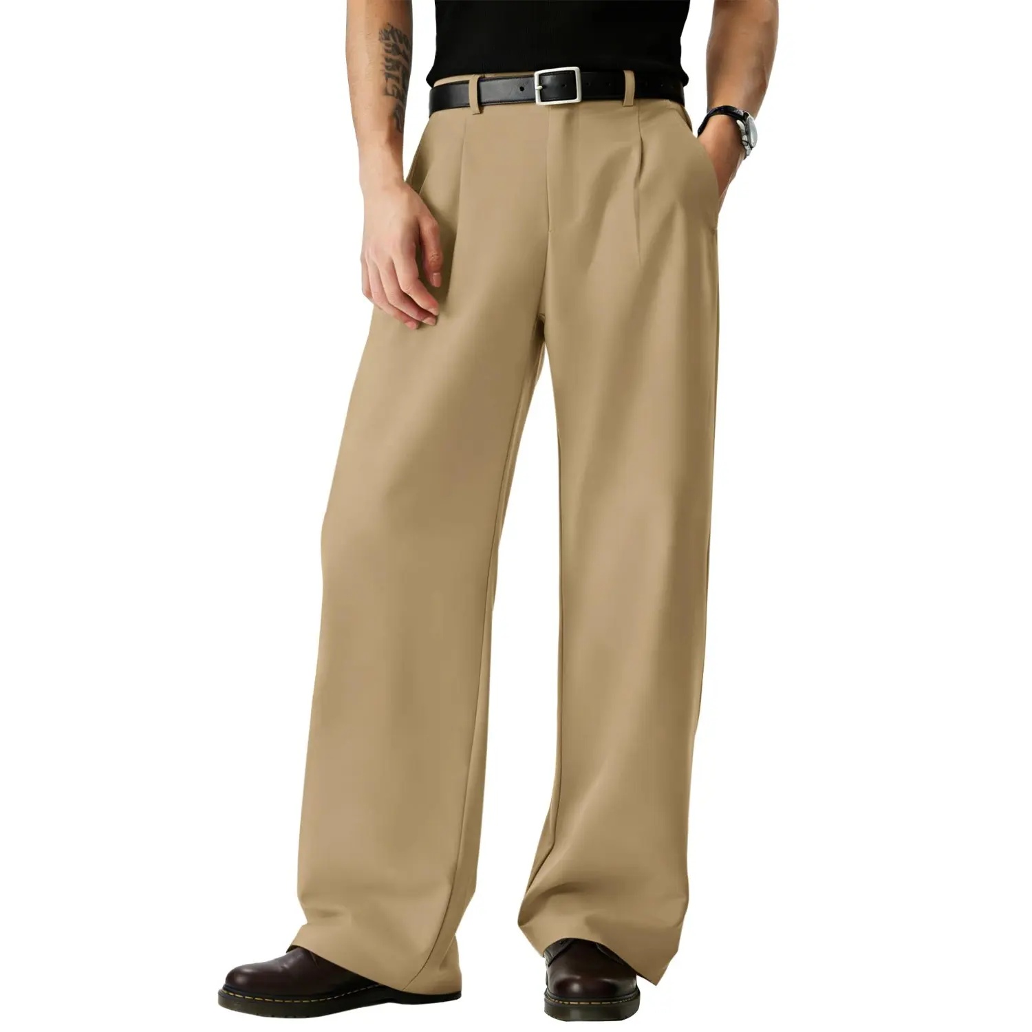 Men’s Pleated Wide-Leg Dress Pants