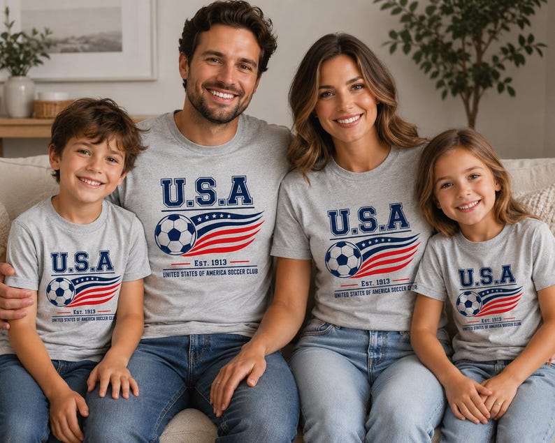 Matching Family USA Soccer Shirts, American Soccer Fan Family Tee, USA Match Day Shirt, Patriotic Family Shirts, Comfort Colors Tee