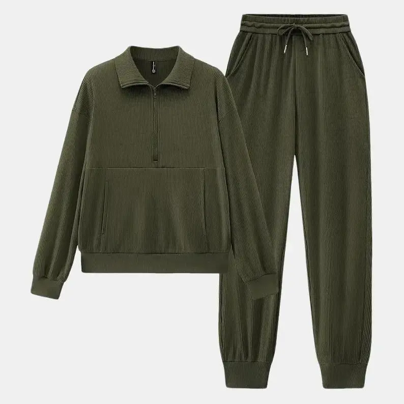 Women's 2-Piece Sweatpants Set Long Sleeve Half Zip Pullover Sweatshirt & Joggers Pants
