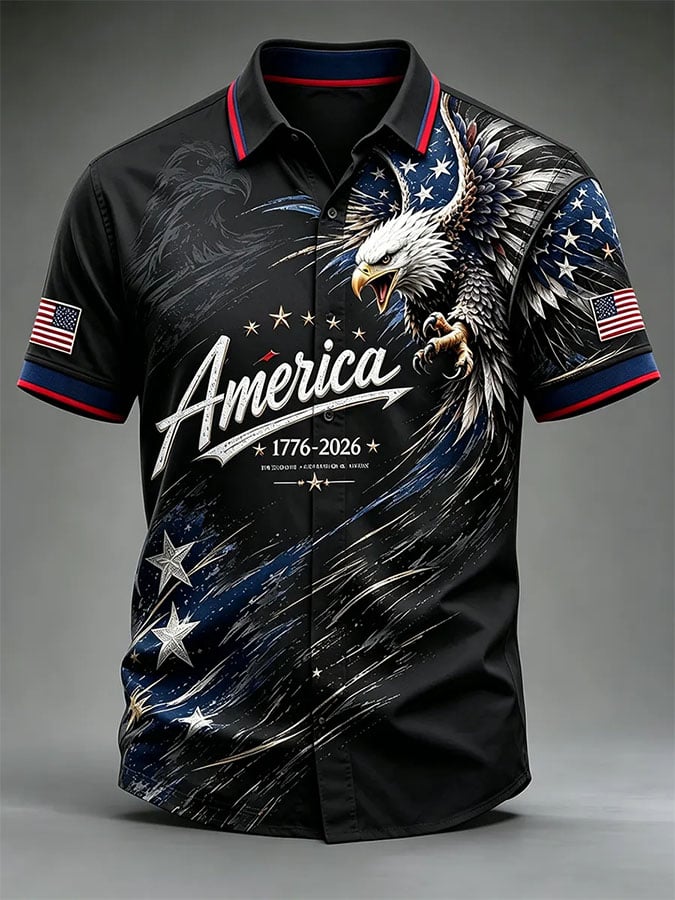 Men's Print Fashionable Resort Casual Pocket Shirt