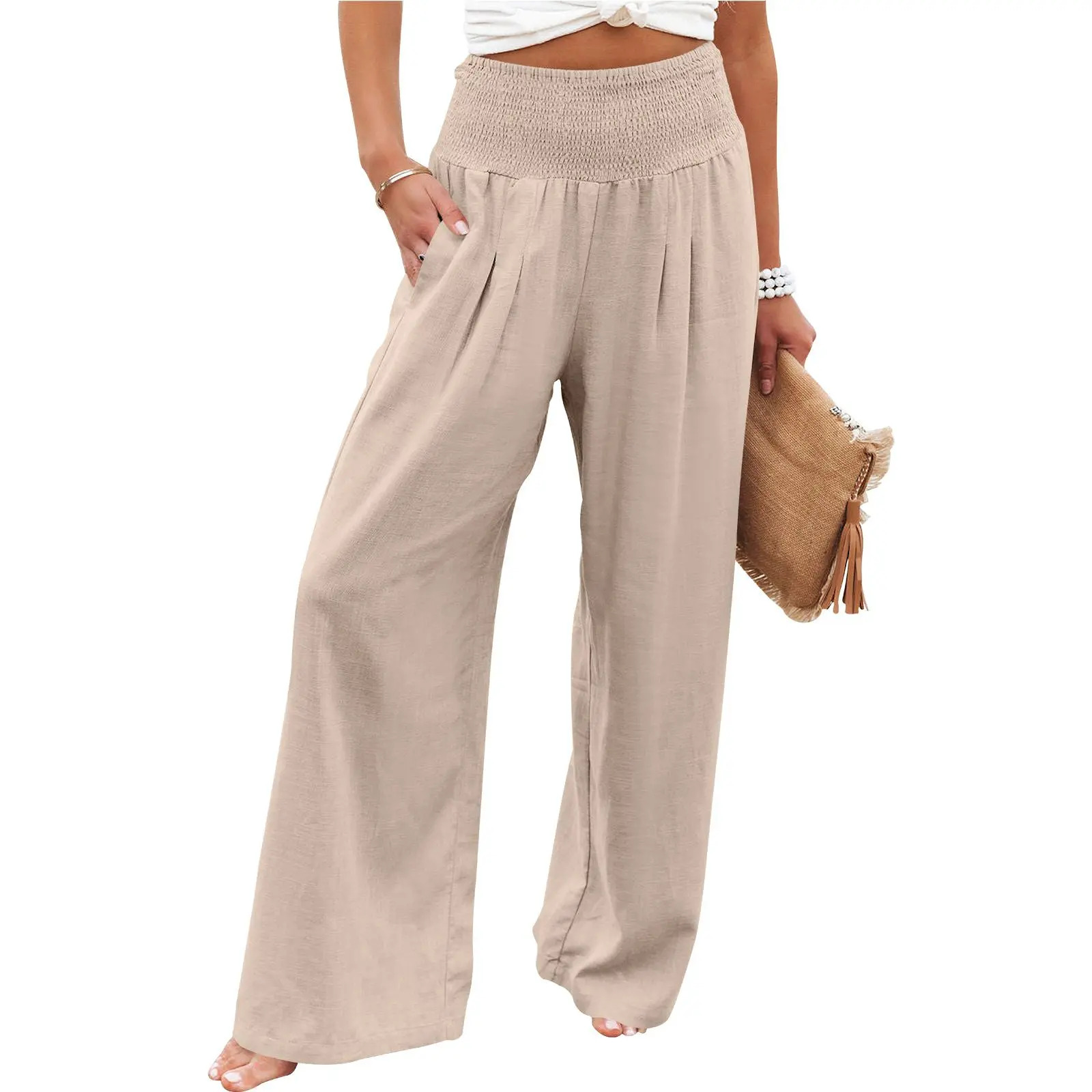 Women's wide-leg linen trousers
