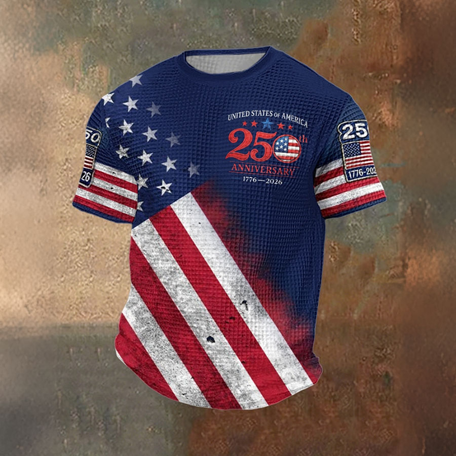 Men'S 250Th Anniversary Celebration Printed T-Shirt For American Independence Day