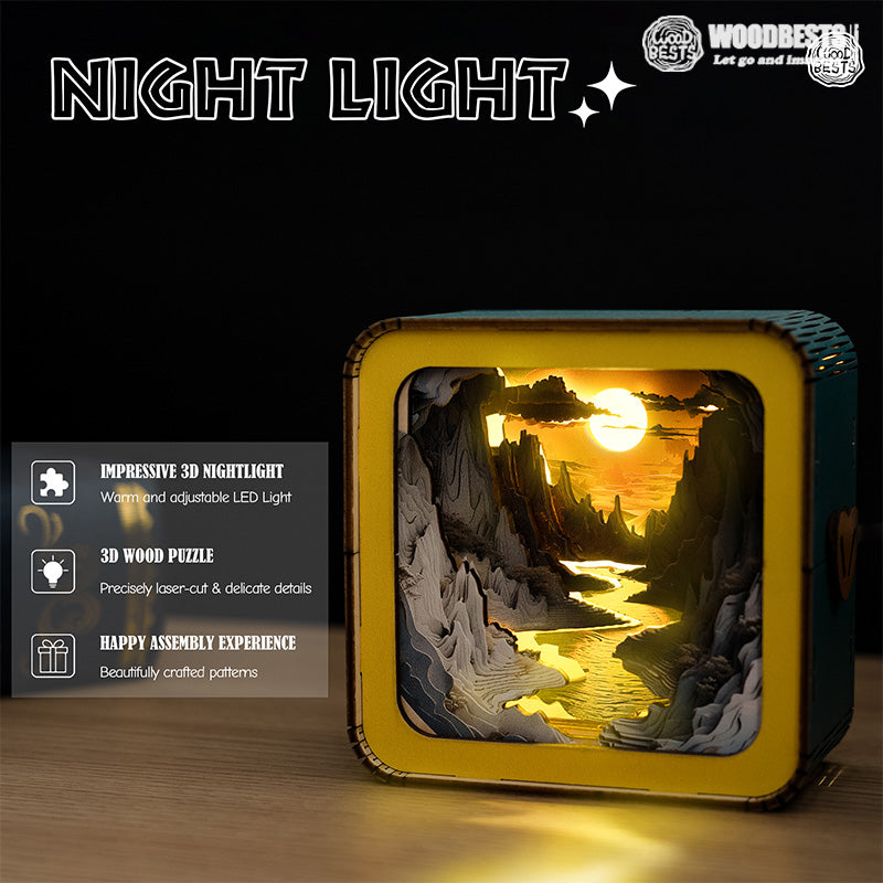 Long River Sunset Kit - 3D Wooden Puzzle Night Light