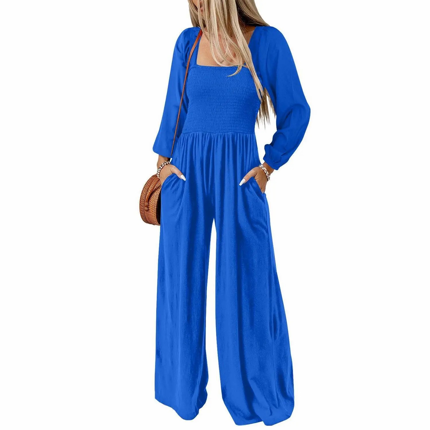 🌿 Women's Long Sleeve Wide Leg Casual Jumpsuit