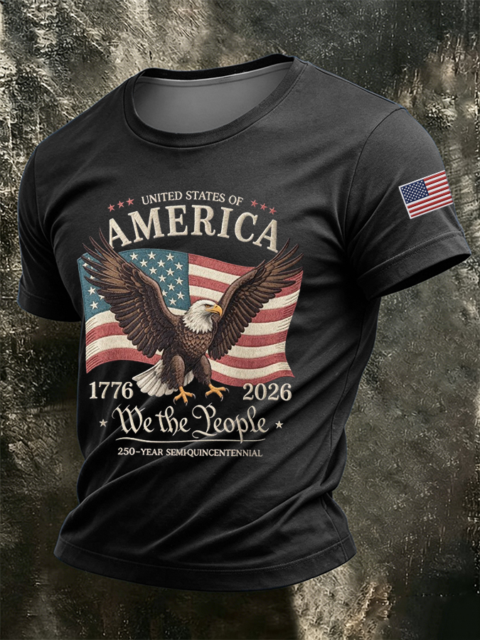 Men'S America Flag Printed Casual T-Shirt