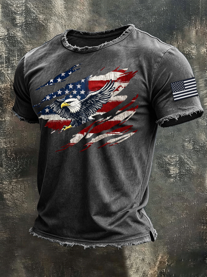 Men's American Flag Printed Casual T-shirt