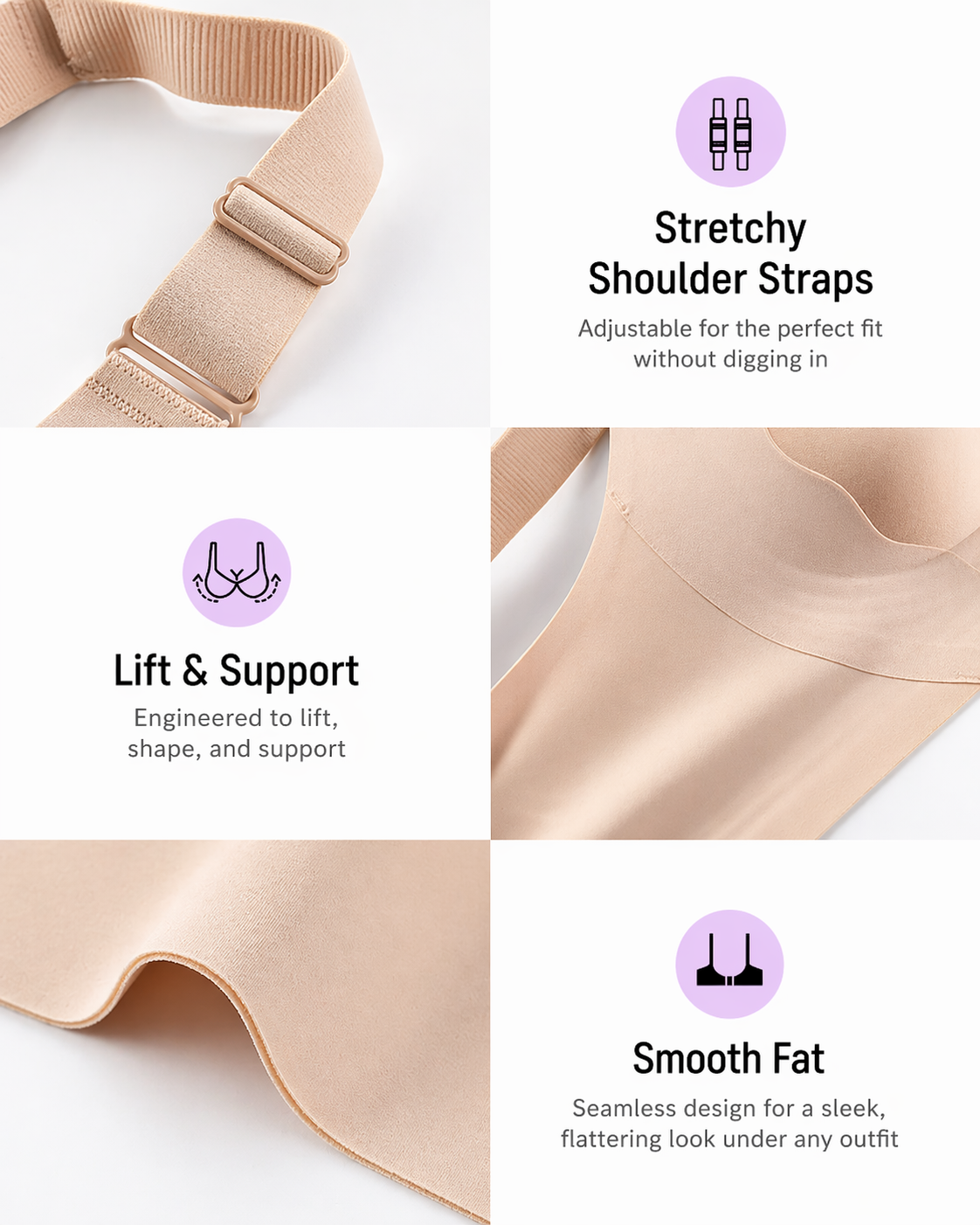 Invisible Wide-Band Wireless Support Bra