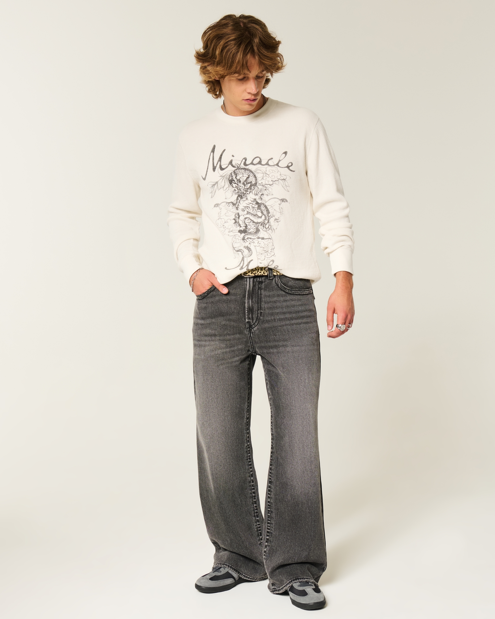 Rose & Angel Wings Graphic Thermal Shirt