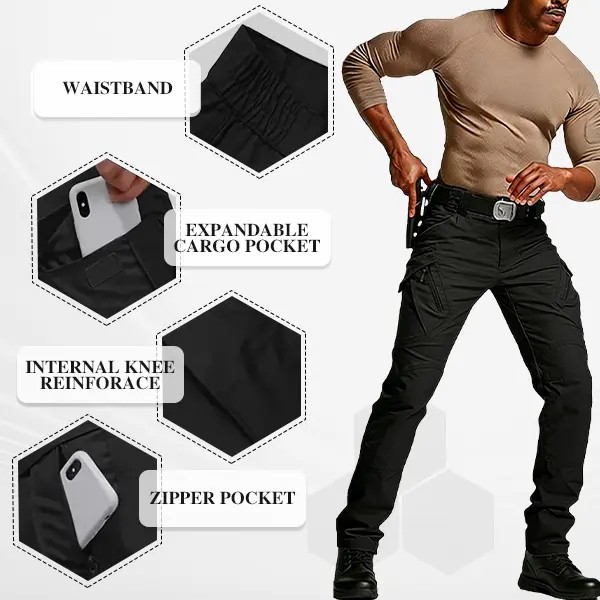 Men’s Lightweight Tactical Work Pants – Stretch Cargo Hiking Pants with Multi-Pocket Design