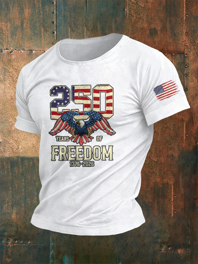 Men'S American Anniversary Flag Printed T-Shirt
