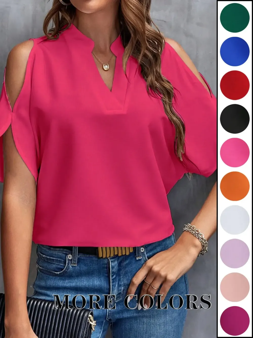 Women's Solid Color Casual Fitted T-Shirt, Short Sleeve Off-Shoulder Top, Commuter Wear