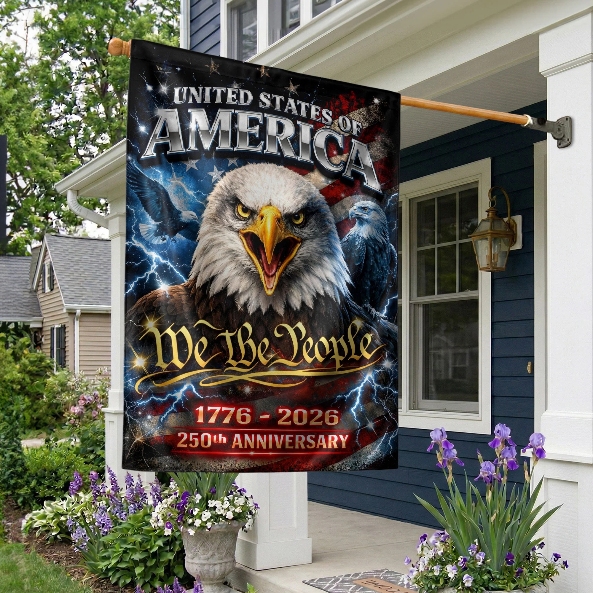 America We The People 250Th Anniversary House Flag - Eagle Freedom