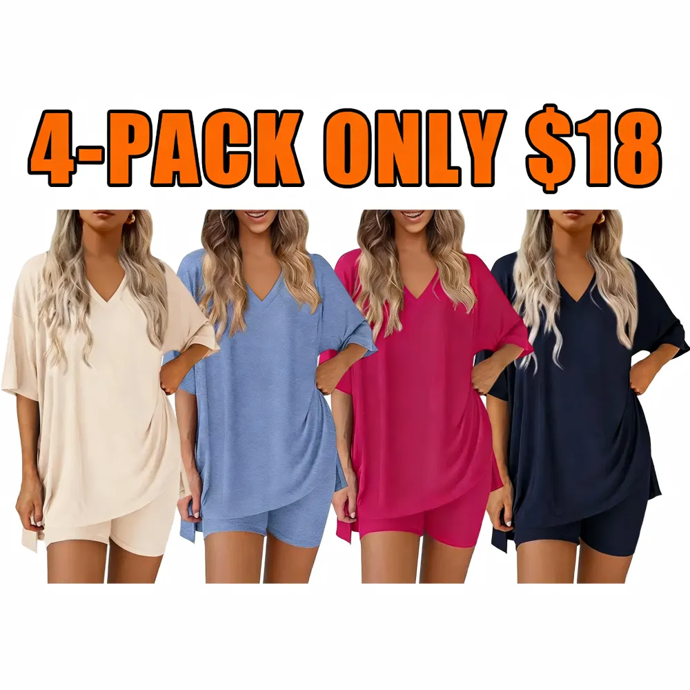 Women's Summer Two-Piece Set Casual Oversized Split Hem Shirts