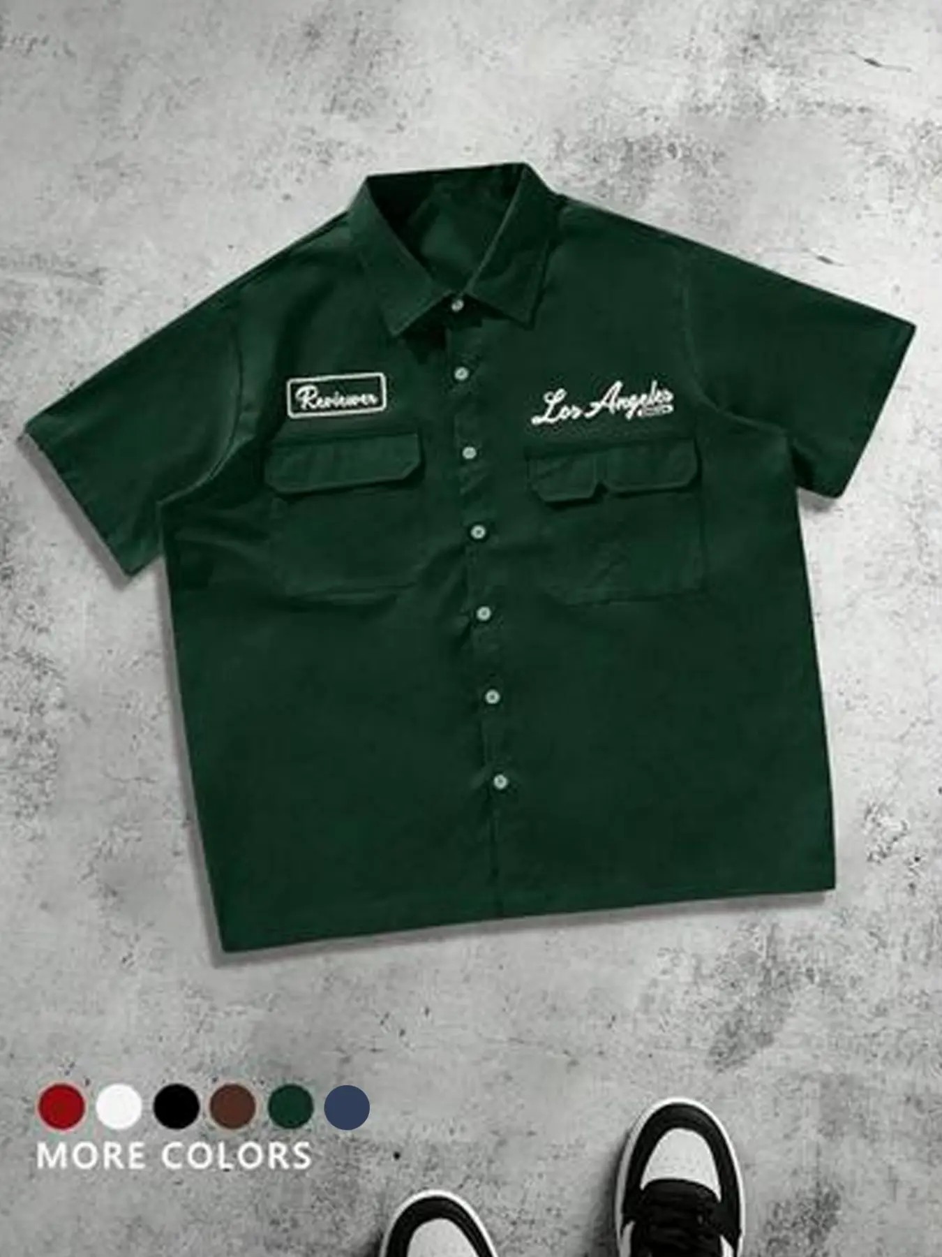 Men's Plus Size Casual Loose Fit Work Shirt, Button Front, Square Short Sleeve, Multiple Pockets, Urban Style, Perfect Gift